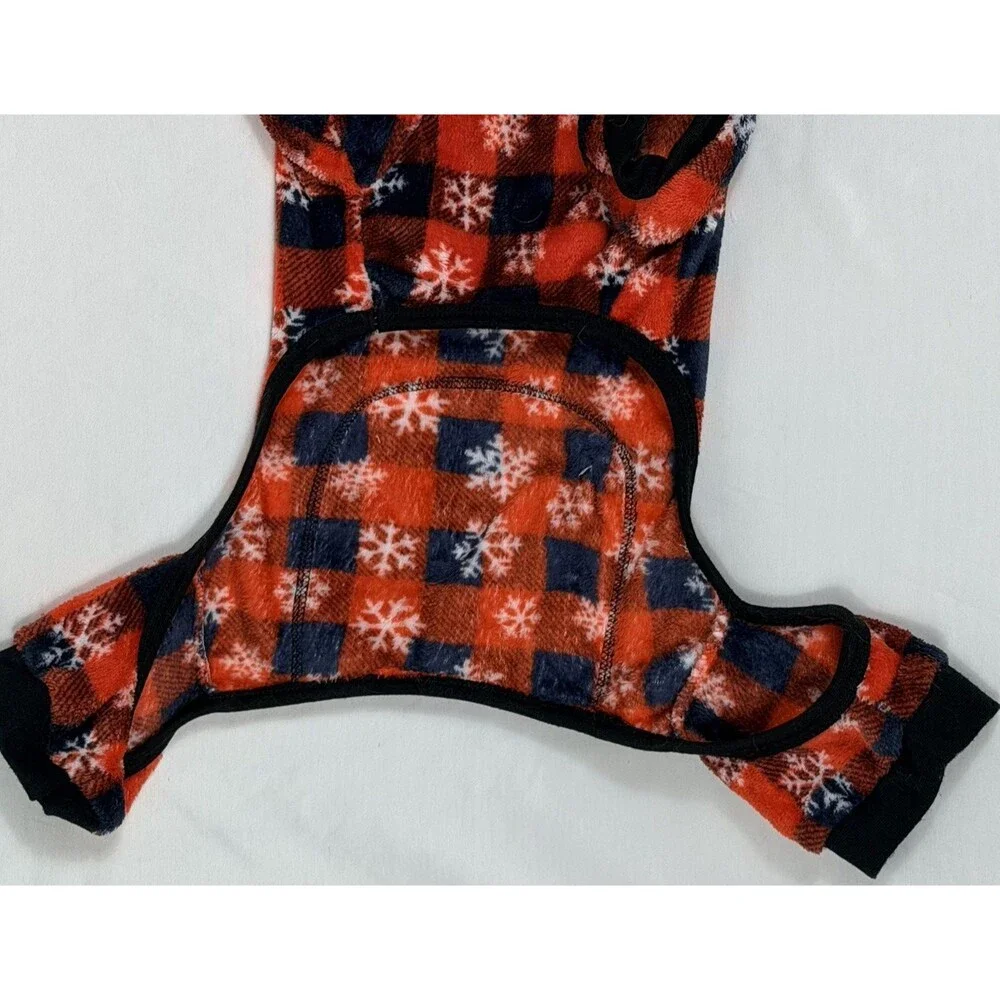Holiday Pet Dog PJ’s Pajamas Soft XL  Red Black White Snowflakes
